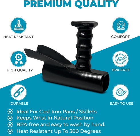 Pan Buddy™- Vertical Attachment for Pan Handle- Adds Leverage and Support- Makes Lifting Heavy Cookware Easier! (Blue)...