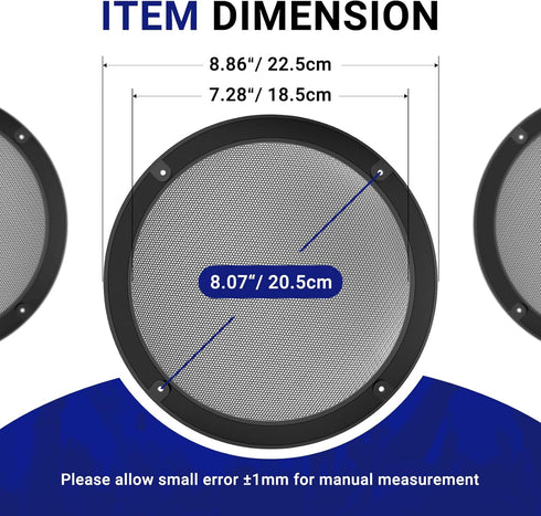8'' Speaker Grill Cover 2 Packs 8 Inches Steel Mesh Speaker Subwoofer Grille Grill with 8 Screws- Silver...