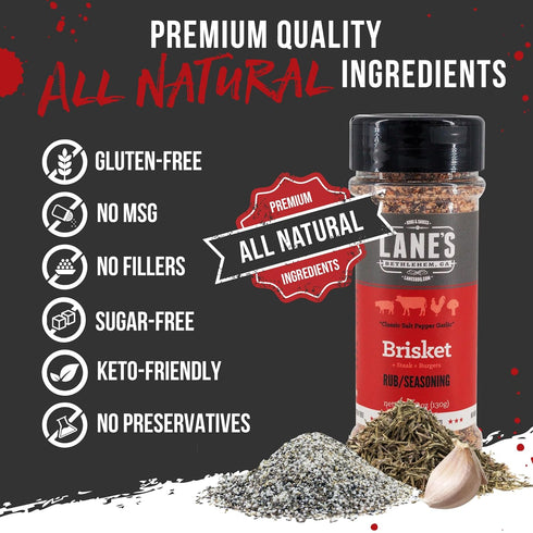 Lane's Brisket Rub for Smoker, 4.6 Oz - All-Natural Brisket Seasoning | BBQ Rubs for Smoking | Perfect for Beef, Chicken, Burger, Steak, and Pork ...