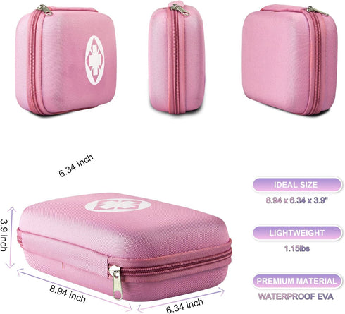 Car-Home Survival First-Aid Kit Emergency-Kit - Pink 273Piece Equipment Travel Supplies First Aid Set Home Essentials Camping Hiking YIDERBO...
