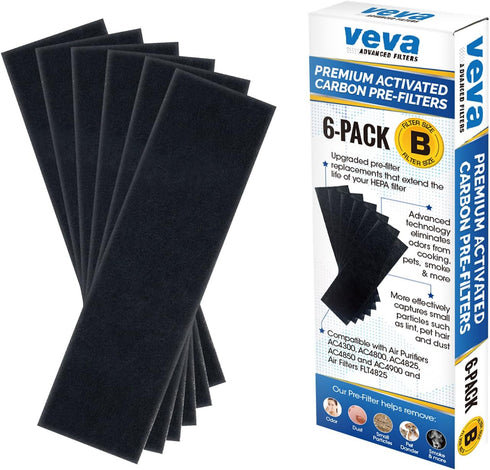 VEVA Replacement Pre Filter 6 Pack compatible with Germ Guardian Air Purifier Models AC4800 Series (AC4825, AC4825e) and Filter B FLT4825, Premium...