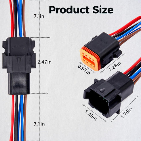 8 Pin Waterproof Connector,8 Wire Electrical Car Auto Connector,With 20CM 16AWG Long Male Female Plug Quick Disconnect Wire Connectors for Car Tru...