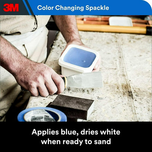 3M High Strength Spackling Compound 12 oz. and Putty Knife, Color Changing, Applies Blue, Dries White, Ideal for Use on Drywall, Plaster, Stoccu a...
