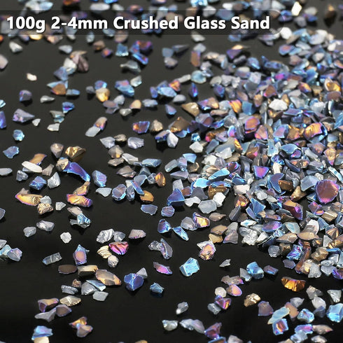 Irregular Crushed Glass Chips Sprinkles, 100g Metallic Chunky Glitter Stones for Nail Art, Resin Mold Filler, DIY Crafts, Vase Filler, Jewelry Mak...