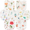 7Pcs Baby Muslin Bibs Baby Burp Cloths Absorbent Cotton Infant Bib Adjustable Resin Button Bibs Flower Pattern Infant Bibs Drooling Feeding Eating...