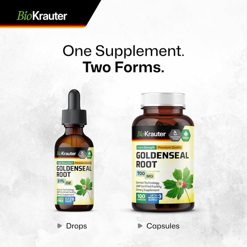 Goldenseal Root Supplement Drops - Organic Goldenseal Tincture - Vegan, Alcohol & Sugar Free Liquid Extract - 2 Fl.Oz....