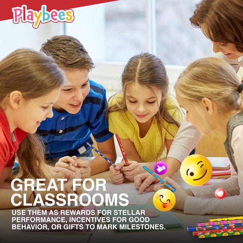 Emoticon Pencils - 36 Pack - Fun & Vibrant Writing Tools with Erasers - Assorted Emote Designs - Birthday Parties, Classroom Prizes, Goody Bag Stu...