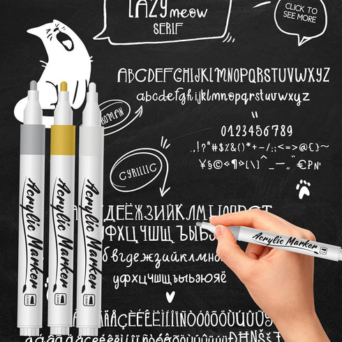 Acrylic Paint Pens Markers,9 Pack Acrylic Markers, 2-3mm Medium Tip, White Gold Silver Paint Pen for Art Projects, Drawing, Rock Painting,Wood, Pl...
