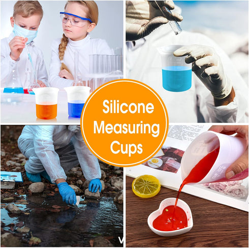 Coopay 250 ml Silicone Measuring Cups for Resin Non-Stick Mixing Cups Glue Tools, Precise Scale for for Resin DIY Craft Jewelry Making, 3 PCS...