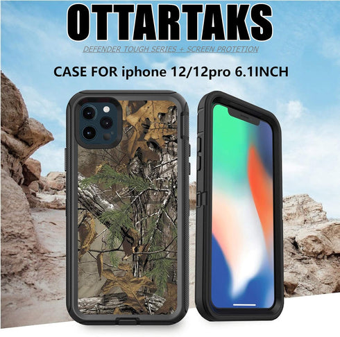 Compatible for iPhone 12 Case iPhone 12 Pro Case with Screen Protector,3-Layer Full Body Shockproof Rugged Heavy Duty Camo Protective Case for Men...