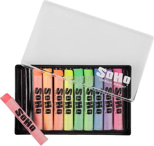 Soho Urban Artist Soft Pastels Set of 10 Bright Fluorescent Neon Colors, Vibrant Pastel Sticks for Art, Drawing, Blending, Layering, Shading...