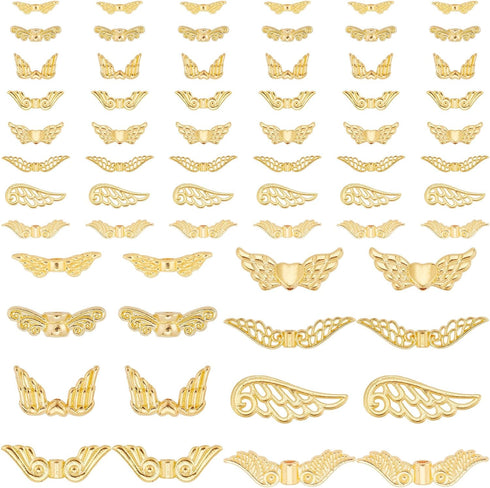 PH PandaHall 160 pcs 8 Styles Angel Wing Charms, Tibetan Style Alloy Wing Spacer Beads for Earring Bracelet Pendants Necklace Jewelry DIY Craft Ma...