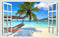 Beach Seascape Window Wall Sticker Palm Tree and Hammock Fake Window Wall Decals Removable Tropical Sea Window View Wall Stickers Decal for Living...
