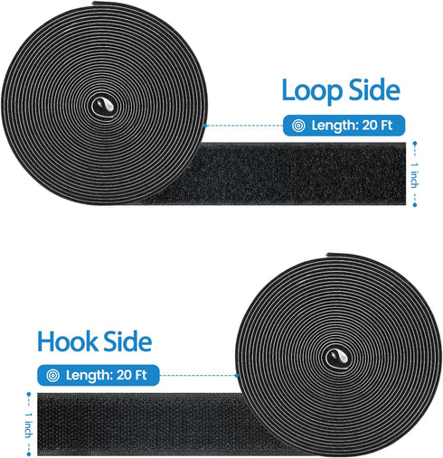 3M Hook and Loop Tape with Adhesive, Heavy Duty Self Sticky Interlocking Tape, Sewing Fasteners for Handmade, Photo Frames, Mosquito Net, Carpets,...