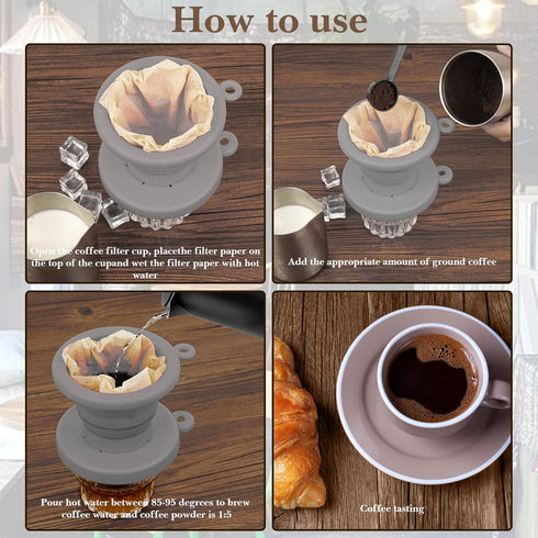 Food-Grade Silicone Travel Coffee Maker, Collapsible Portable Coffee Filter Cup, Suitable for Mountain Climbing, Office, Camping and Other Scenes ...