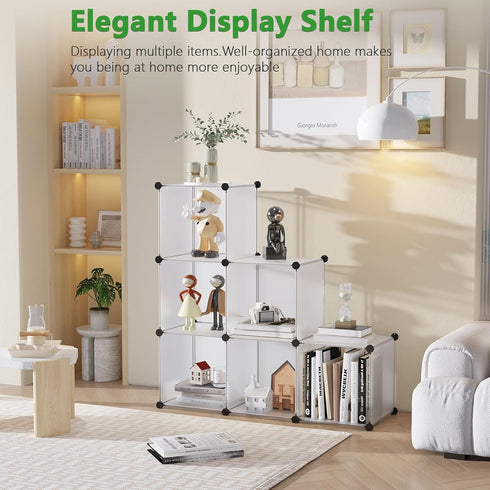 C&AHOME Cube Storage Organizer, 6-Cube Shelves Units, Closet Cabinet, DIY Plastic Modular Book Shelf, Ideal for Bedroom, Living Room, Office, 36.6...
