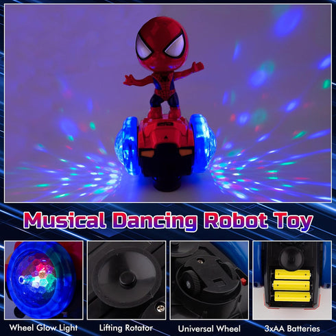 Musical Dancing Robot Toys for Kids 3-5 Years Old, Spiderman Toys for Boys 4-6 Years Old, Car Toys with Flashing Light and Music, Kids Toys for Ag...