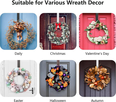 Wreath Hanger, Adjustable Over The Door Wreath Hanger from 14.9 to 25 Inches & Wreath Holder & Wreath Door Hanger for Front Door Decor 20 lbs Larg...
