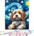 Nuberlic DIY Paint by Number for Adults Kids Beginner Acrylic Painting by Number Kits 16x20 Inch Starry Sky Dog Pattern On Canvas Paint by Numbers...