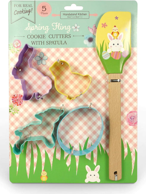 Handstand Kitchen Spring Fling 5-piece 3" Easter Cookie Cutter and Spatula Set...