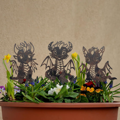 Baby Dragon Garden Stakes Decor, Metal Stake Plant Decorations for Pots, Decorative Garden Stakes, Lawn Art Dragons Garden Decorations, Baby Drago...