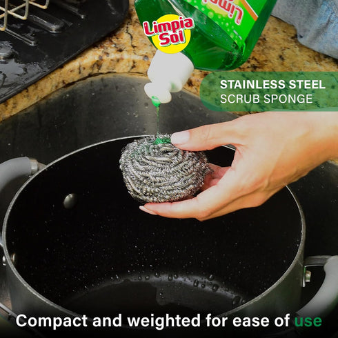 | Pack 12 Stainless Steel Scrub Sponge | Apartment Essentials - Cleaning Supplies Sponges Kitchen - Steel Wool Sponge...