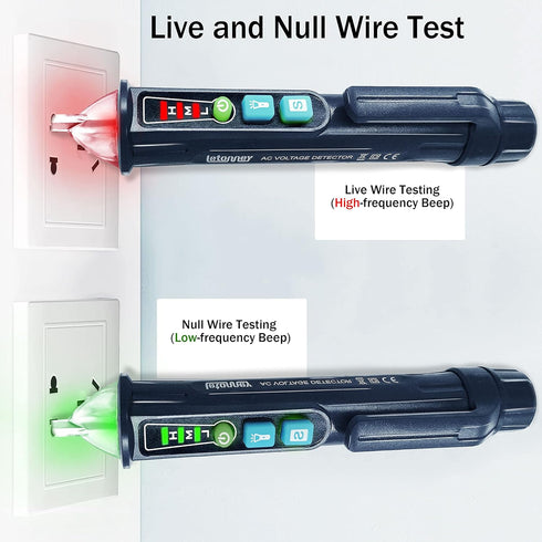 2PCS LETONNEY Voltage Tester, Non Contact Voltage Detector, Circuit Tester Dual Range Voltage Sniffer AC 12V-1000V/48V-1000V, Live/Null Wire Teste...