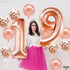 KatchOn, Giant Rose Gold 19 Balloon Number - 40 Inch | 19 Birthday Balloons With Confetti Balloons | Happy 19th Birthday Decorations, 19th Birthda...