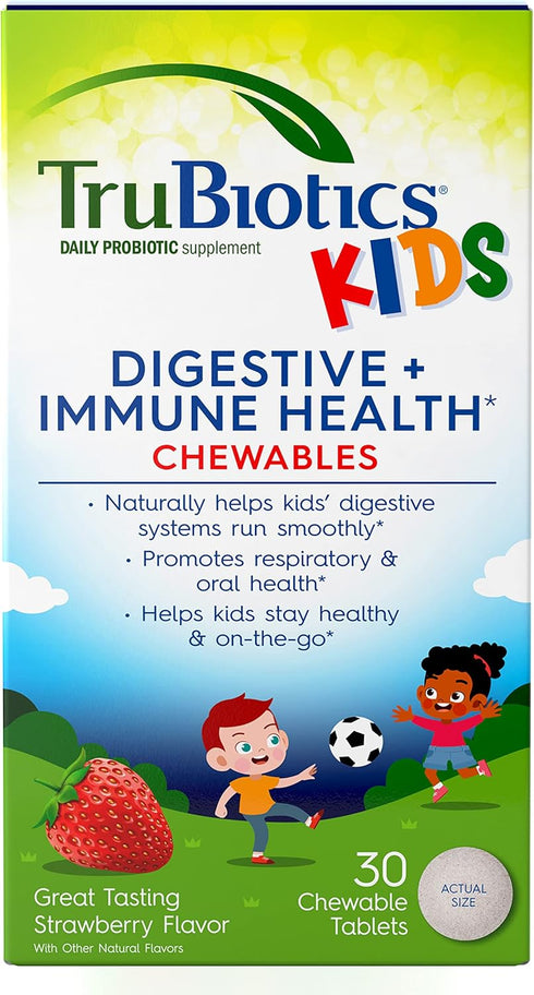 TruBiotics Probiotics for Kids Digestive & Immune Health Support, Sugar-Free Chewable Kids Probiotic to Help Maintain a Healthy Tummy, Natural Str...