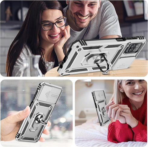 LeYi for Galaxy-A12-Phone-Case, Samsung A12 Case with Slide Camera Cover, Military-Grade Heavy Duty Shockproof Hard Case with Rotatable Ring Stand...