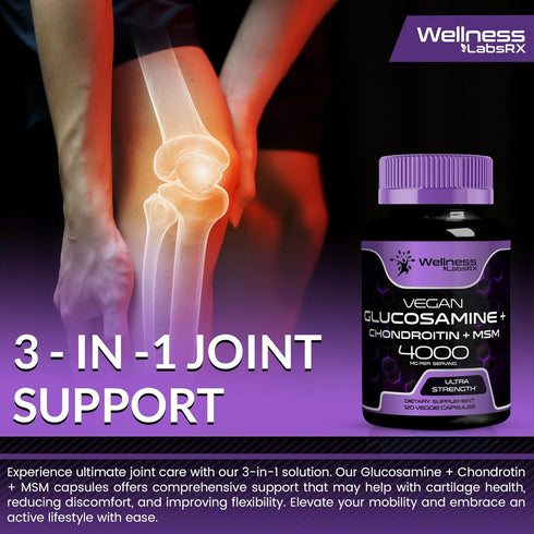 Glucosamine Chondroitin MSM - 4000mg - Joint Support Supplement, Glucosamine Chondroitin Capsules, Helps with Back Pain, Knee Pain Relief, Joint P...
