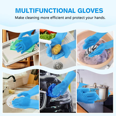 Pecute Double-Sided Dog Bathing Brush, Silicone Dog Washing Gloves Dog Shampoo Brush with High-Density Teeth, Heat-Resistant Cat Bathing Gloves, E...