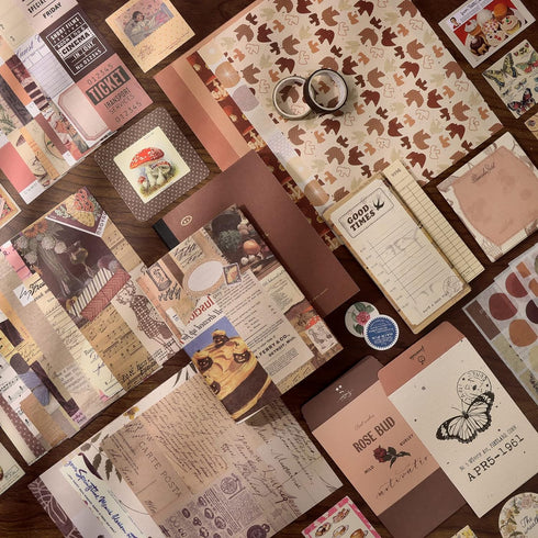 Draupnir Vintage Aesthetic Scrapbook Kit(346pcs), Bullet Junk Journal Kit with Journaling/Scrapbooking Supplies, Stationery, A6 Grid Notebook Grap...