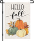 Hello Fall Pumpkin Garden Flag 12x18 Inch Double Sided, Autumn Sign Seasonal Yard Outdoor Thanksgiving Decor DF310...