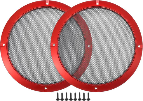 ACROPIX Universal 8" Car Speaker Grills Cover Mesh Round 8 Inch Audio Speaker Subwoofer Guard Protector Case with Mounting Screws Iron Red Black -...
