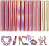 MJartoria Rose Gold Holographic Vinyl Bundle 12 Sheets, 12'' x10'' Glitter Permanent Craft Adhesive Vinyl, for Cups Glass Mirrors Mugs Decals Sign...