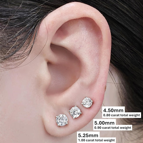 14K Solid Gold Post & Silver Simulated Diamond Stud Earrings-cubic zirconia earrings studs .30ct to 8.00ct...