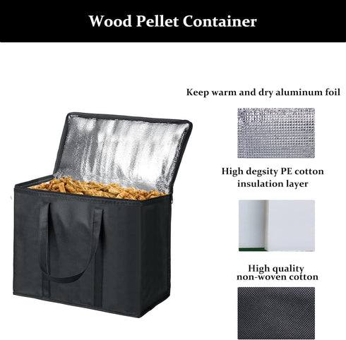 20LBs Black Wood Pellet Storage Containers for Smoker, Fuel Pellet Storage Bag for outdoor, 2Pack...