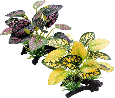 Artificial Fish Tank Plants Silk Aquarium Plastic Plant Aquatic Water Grass Foreground Decor (2PCS Plastic Plants)...