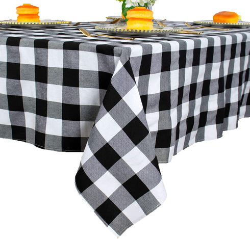 ShinyBeauty Checked Square Tablecloth 54x54-Inch Black and White Buffalo Plaid Tablecloth Washable Cotton Table Cover Gingham Tablecloth for Dinin...