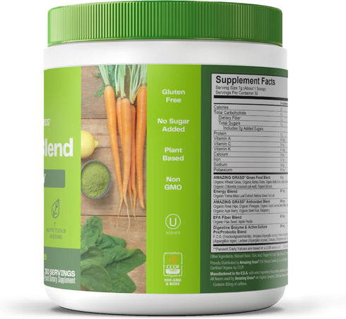 Amazing Grass Greens Blend Energy: Smoothie Mix, Super Greens Powder & Plant Based Caffeine with Matcha Green Tea & Beet Root Powder, Lemon Lime, ...