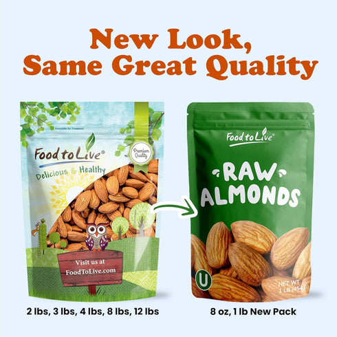 Food to Live California Almonds, 8 Ounces Supreme, Whole, Raw, Unsalted, Unroasted Nuts, Natural. Kosher, Vegan. Keto, Paleo, Low Sodium, Bulk. Gr...