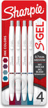 SHARPIE S-Gel Pens, Fashion Barrel Gel Pens, Pearl White Body, Medium (0.7mm) Point, Bold Jewel Color Assortment, 4 Count...