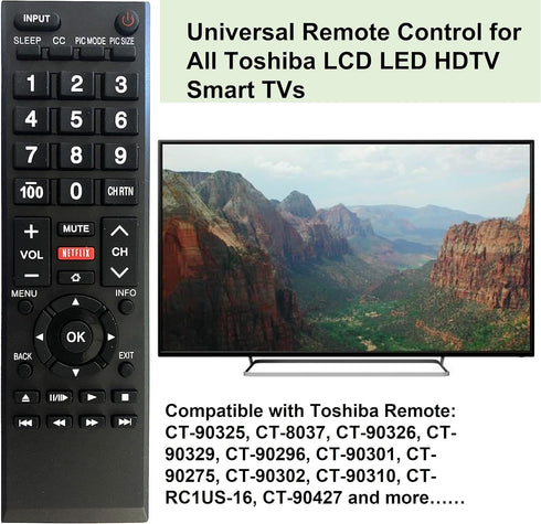 Universal Remote Control for All Toshiba TVs, LCD, LED, Smart, and 4K TVs. No Setup Needed....
