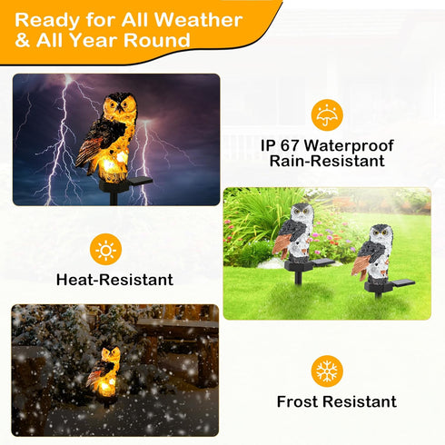 Owl Solar Lights Outdoor Garden, Owl Solar Light Waterproof, Maintain of 10 Hours Lighting Solar Lights Outdoor Owl for Yard, Patio, Lawn, Garden ...