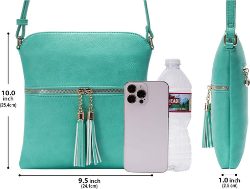Solene Womens Lightweight Medium Crossbody Purse with Tassel, Perfect Size Crossbody Bags for Daily Use, travel...