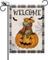 Halloween Garden Flag Cat Pumpkin Head Bat Buffalo Plaid Vertical Double Sided Flag Halloween Holiday Farmhouse Yard Lawn Outdoor Party Decor 12.5...