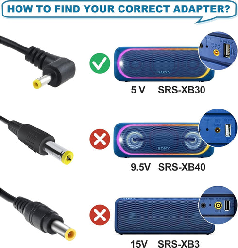 PwrON 5V AC DC Adapter Replacement for Sony AC-E0530 SRS-XB30 SRS-XB41 RDP-M5iP RDP-M7iP SRS-A1 SRS-A212 SRS-A3 SRS-M50 SRS-M55 SRS-TD60 Bluetooth...