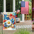 Patriotic Floral Garden Flag Double Sided, Red White and Blue Burlap Yard Flag, Small 4th of July Outdoor Decor 12.5x18"...