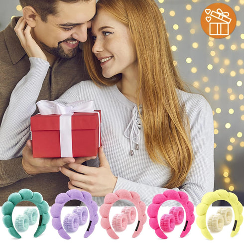 Spa Headband Face Wash Bubble Skincare Set, Makeup Skin Care Hair Accessories For Women, Sponge Puffy Grwm Get Ready Hair Band, Self Care Gifts Fo...